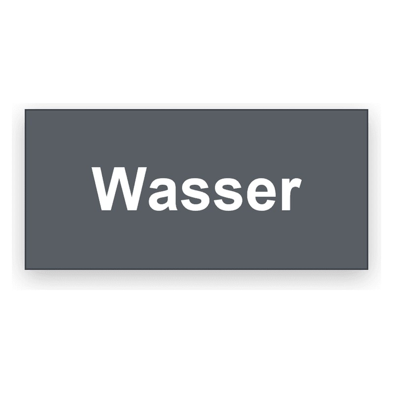 Kleines graues Schildchen mit weißer Gravur Wasser