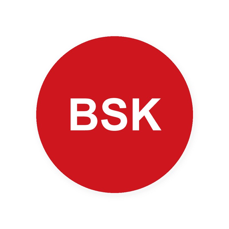 Runde BSK-Ronde, roter Grund mit weißer Gravur, eine Zeile mit BSK